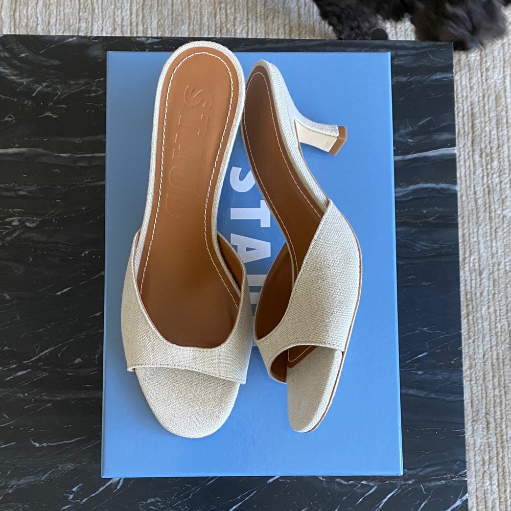 STAUD BRIGITTE MULE in Natural Cream Open-Toe Mules Size 39